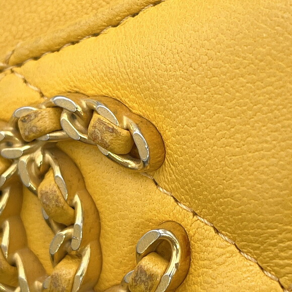 CHANEL Yellow Lambskin Leather Logo Wallet - Picture 10 of 13
